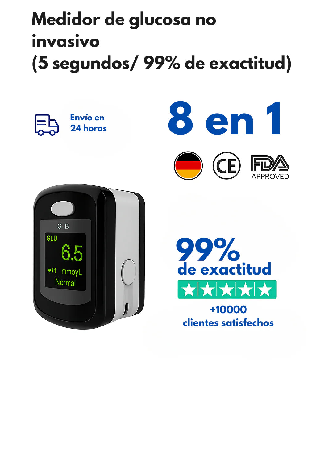 Monitor glucosa sin pinchazos GlucoSmart™